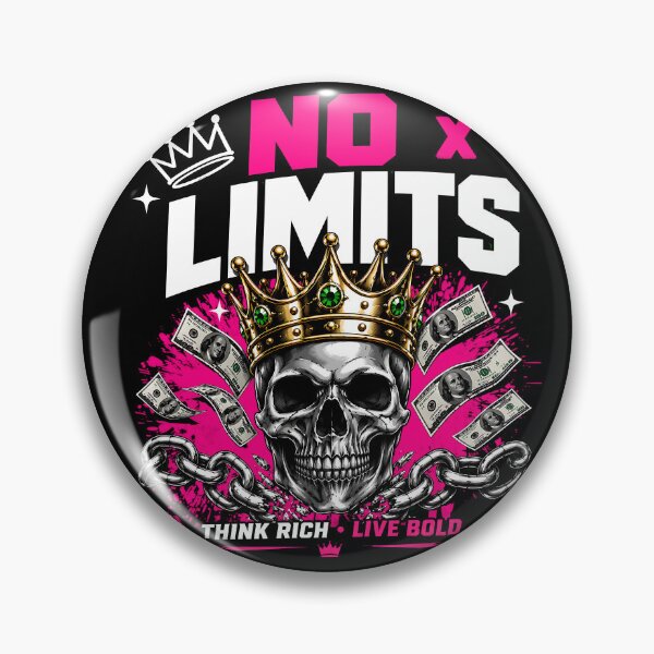 Item preview, No Limits Skull King with Crown, Money, Broken Chains and Bold Live Bold Think Rich Attitude designed and sold by Huddy-clothes.