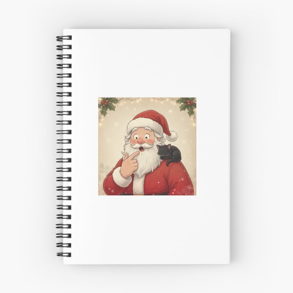 Item preview, Cozy Santa with Sleeping Black Cat Vintage Christmas designed and sold by mayatA-rt.