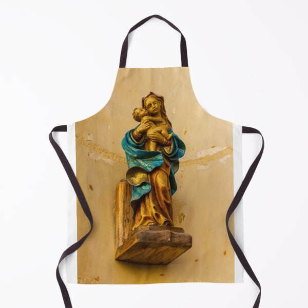 Item preview, Painted Wooden Madonna And Child Statue In Church Niche Holding Baby Jesus With Blue Cloak designed and sold by Nmallia.