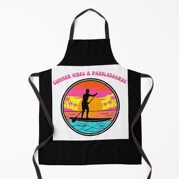 Item preview, SUMMER VIBES & PADDLEBOARDS, Retro Stand Up Paddleboarding – 1980s Neon Sunset Circle, Vintage Vaporwave Paddle Boarder, Summer Beach Sports Apparel Graphic Sticker designed and sold by SmartPuns.