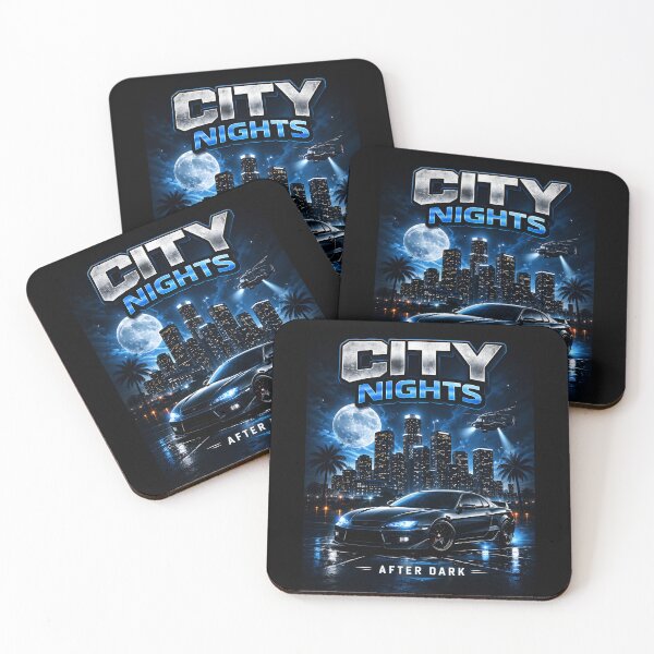 Item preview, City Nights After Dark – Neon Skyline, Luxury Black Sports Car, Moonlit Urban Drive & Nightlife Aesthetic designed and sold by Huddy-clothes.