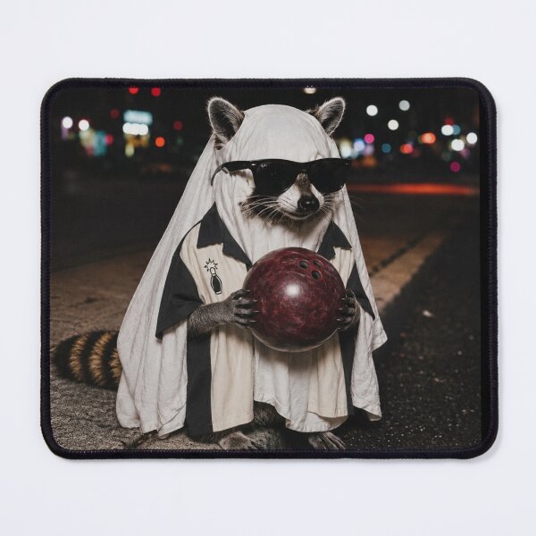 Item preview, Cool Raccoon Ghost Sunglasses Holding a Bowling Ball Spooky designed and sold by SunfullyYours.