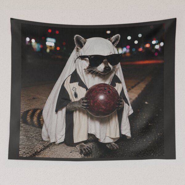 Item preview, Cool Raccoon Ghost Sunglasses Holding a Bowling Ball Spooky  designed and sold by SunfullyYours.