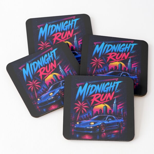 Item preview, Midnight Run Retro 80s Synthwave Sports Car Neon City Sunset Palm Tree Night Drive designed and sold by Huddy-clothes.