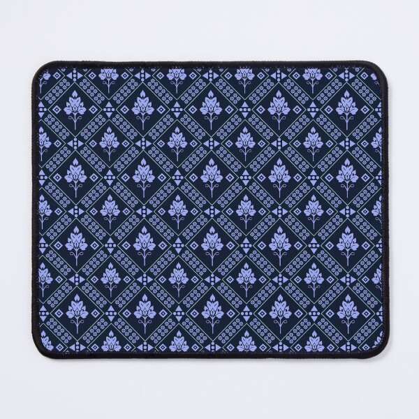 Item preview, Thai Botanical Diamond Seamless Pattern Navy Blue Traditional Thai Leaf Motif Geometric Fabric Design designed and sold by KOPatternCo.