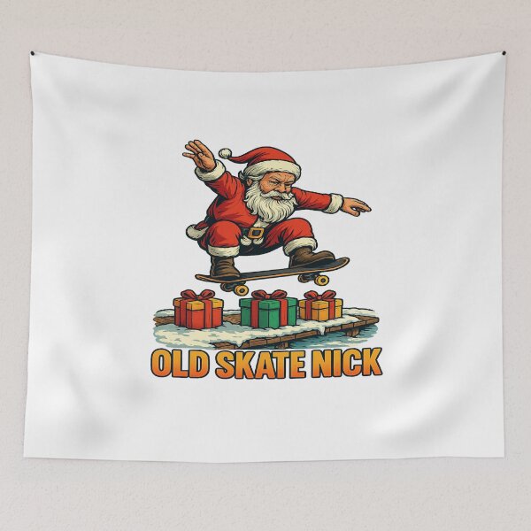 Item preview, Old Skate Nick Santa Skateboarding Christmas designed and sold by ColeLaniTrading.