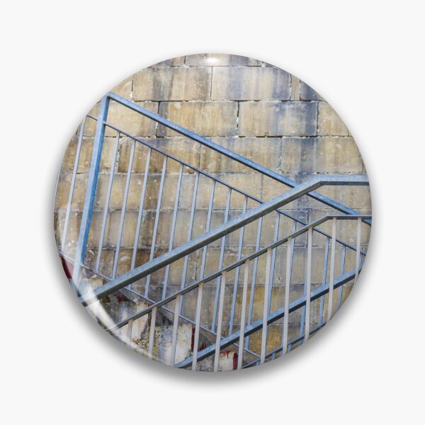 Item preview, Weathered Metal Staircase And Railing Against Textured Concrete Block Wall In Urban Setting designed and sold by Nmallia.