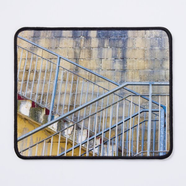 Item preview, Weathered Metal Staircase And Railing Against Textured Concrete Block Wall In Urban Setting designed and sold by Nmallia.