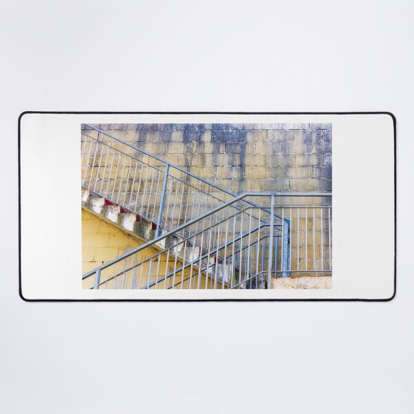 Item preview, Weathered Metal Staircase And Railing Against Textured Concrete Block Wall In Urban Setting designed and sold by Nmallia.