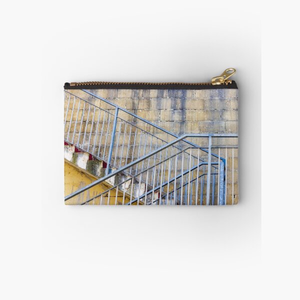 Item preview, Weathered Metal Staircase And Railing Against Textured Concrete Block Wall In Urban Setting designed and sold by Nmallia.