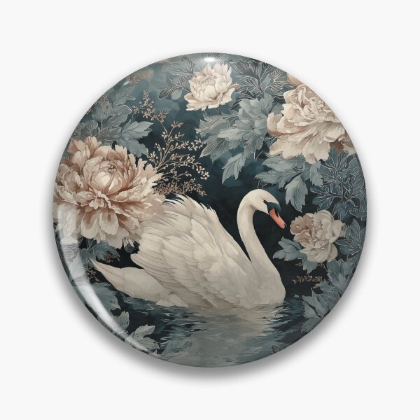 Item preview, Swan Among Peonies Floral Poster designed and sold by GoodOldPrints4.