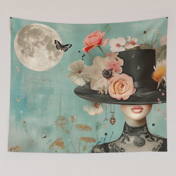Item preview, Vintage Portrait with Hat and Flowers designed and sold by Soft Oddity.