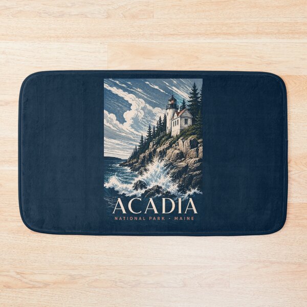 Item preview, Acadia National Park Maine Modern Woodblock Travel Art designed and sold by KrisSidDesigns.