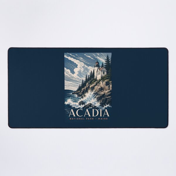 Item preview, Acadia National Park Maine Modern Woodblock Travel Art designed and sold by KrisSidDesigns.