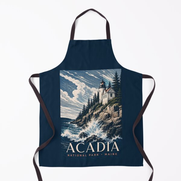 Item preview, Acadia National Park Maine Modern Woodblock Travel Art designed and sold by KrisSidDesigns.