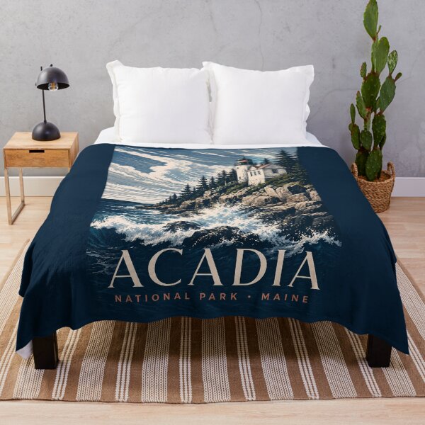 Item preview, Acadia National Park Maine Modern Woodblock Travel Art designed and sold by KrisSidDesigns.