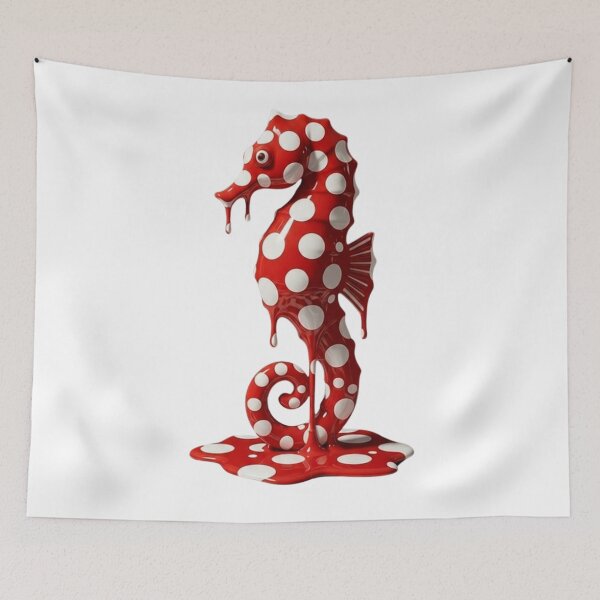 Item preview, Melting Polka Dot Seahorse Marine Life Modern Art designed and sold by YourColorsWall.