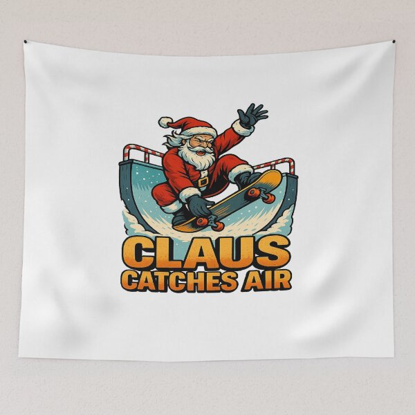Item preview, Claus Catches Air Skateboarding Santa Christmas designed and sold by ColeLaniTrading.