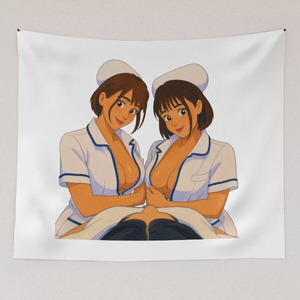 Item preview, Retro Nurse Pin-Up Duo – Classic Cartoon Medical Girls designed and sold by  Hollow Moon Studios..
