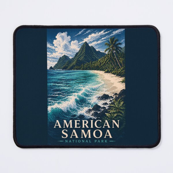 Item preview, American Samoa National Park Modern Woodblock Travel Art designed and sold by KrisSidDesigns.