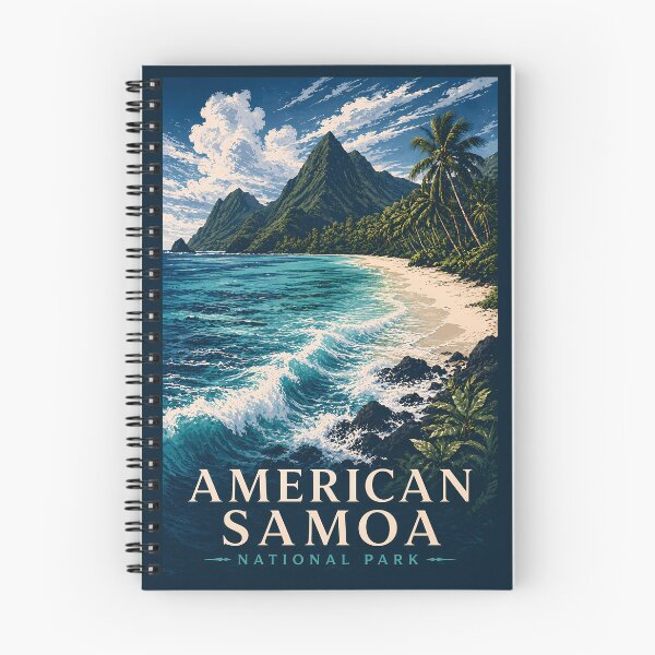 Item preview, American Samoa National Park Modern Woodblock Travel Art designed and sold by KrisSidDesigns.