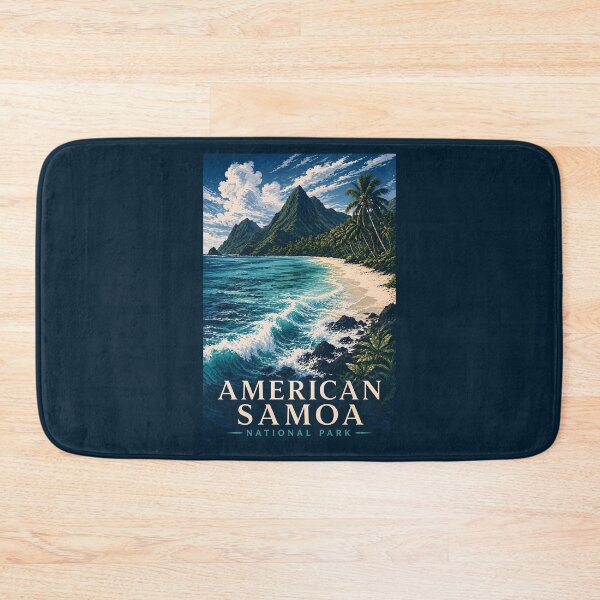 Item preview, American Samoa National Park Modern Woodblock Travel Art designed and sold by KrisSidDesigns.