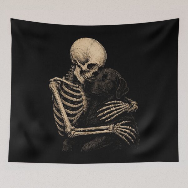 Item preview, Skeleton embracing a dog design halloween designed and sold by rafaeltto.