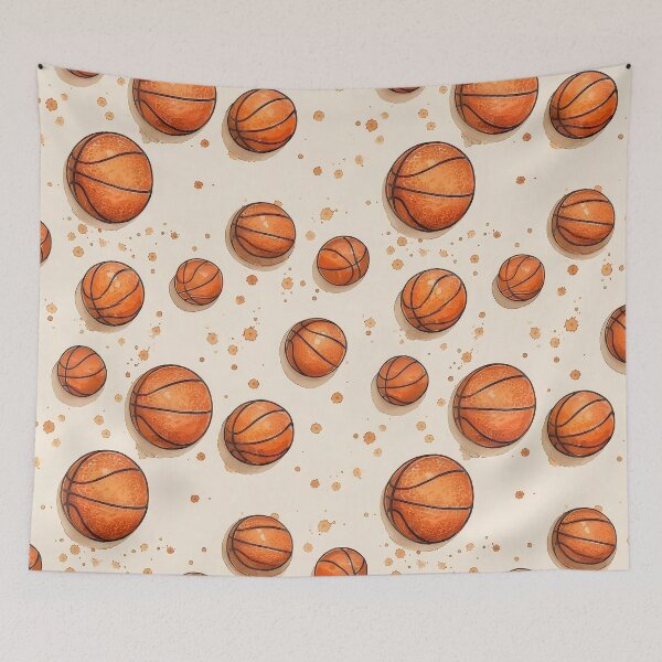Item preview, Watercolor Basketball Pattern - Orange Sports Ball Illustration Design designed and sold by Nine Lives Studio.