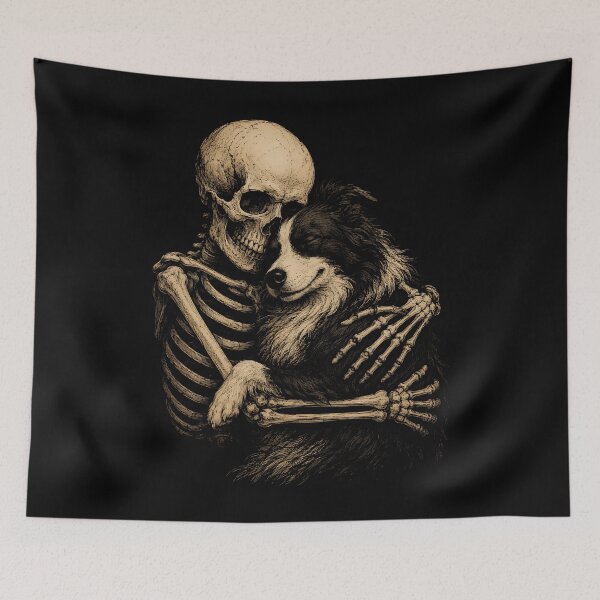 Item preview, Skeleton and Dog Embrace Art Halloween designed and sold by rafaeltto.