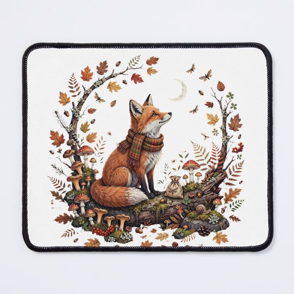 Item preview, Goblincore Fox Gazing at Crescent Moon - Cozy Autumn Forest Cottagecore Gremlincore designed and sold by Neurospicy Trolls.