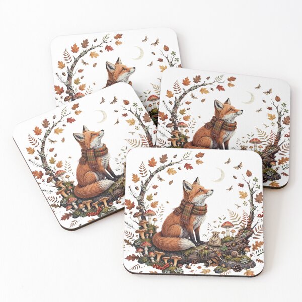 Item preview, Goblincore Fox Gazing at Crescent Moon - Cozy Autumn Forest Cottagecore Gremlincore designed and sold by Neurospicy Trolls.