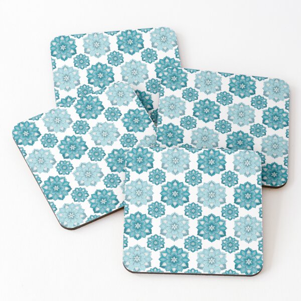 Item preview, Turquoise Thai Lotus Floral Pattern on Black designed and sold by Mousy17.