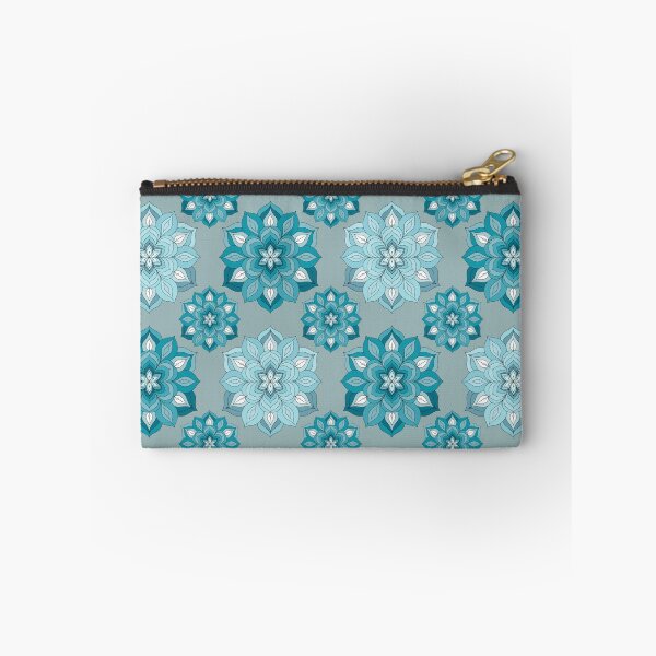 Item preview, Turquoise Thai Lotus Floral Pattern on Black designed and sold by Mousy17.