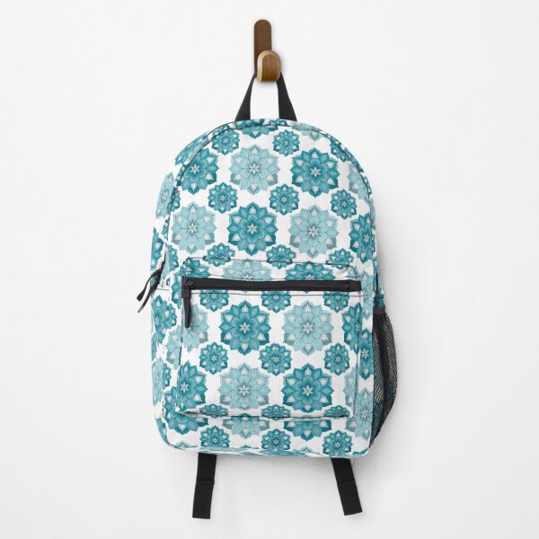 Item preview, Turquoise Thai Lotus Floral Pattern on Black designed and sold by Mousy17.