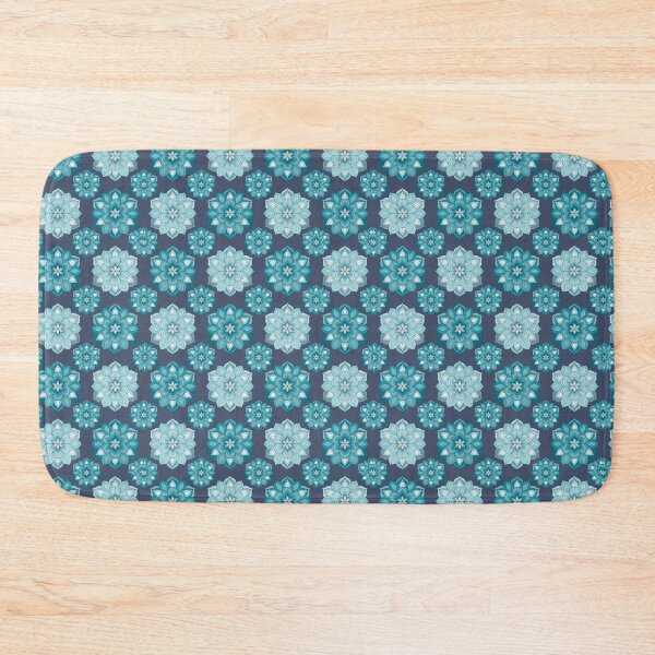 Item preview, Turquoise Thai Lotus Floral Pattern on Black designed and sold by Mousy17.