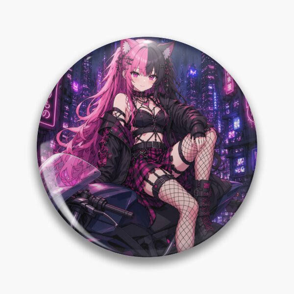 Item preview, Cyberpunk Neko Biker Girl – Nyviera Neon Anime designed and sold by Revyra Design .