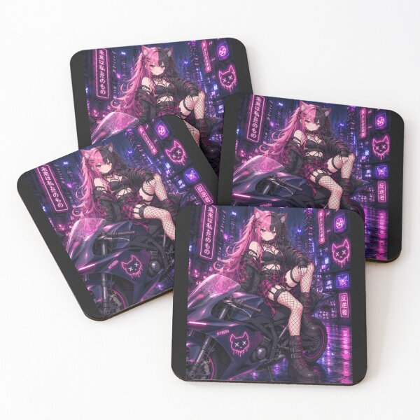 Item preview, Cyberpunk Neko Biker Girl – Nyviera Neon Anime designed and sold by Revyra Design .