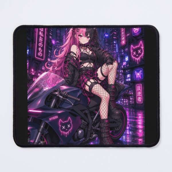 Item preview, Cyberpunk Neko Biker Girl – Nyviera Neon Anime designed and sold by Revyra Design .