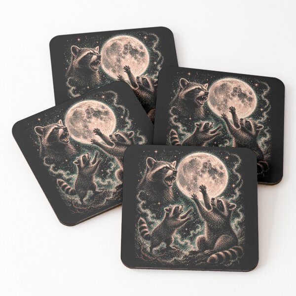 Item preview, Moonlit Raccoons – Mystical Gothic Wildlife Under a Full Moon designed and sold by SOUFIANE1991.