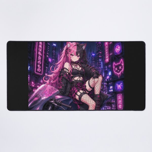 Item preview, Cyberpunk Neko Biker Girl – Nyviera Neon Anime designed and sold by Revyra Design .