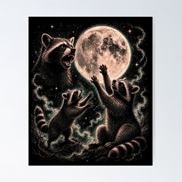 Item preview, Moonlit Raccoons – Mystical Gothic Wildlife Under a Full Moon designed and sold by SOUFIANE1991.