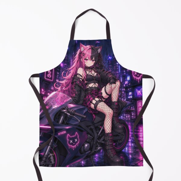 Item preview, Cyberpunk Neko Biker Girl – Nyviera Neon Anime designed and sold by Revyra Design .