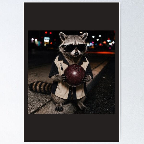Item preview, Funny Cool Raccoon with Sunglasses Holding a Bowling Ball designed and sold by SunfullyYours.