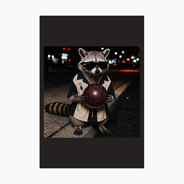 Item preview, Funny Cool Raccoon with Sunglasses Holding a Bowling Ball designed and sold by SunfullyYours.