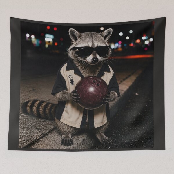 Item preview, Funny Cool Raccoon with Sunglasses Holding a Bowling Ball designed and sold by SunfullyYours.