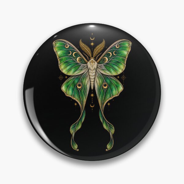 Item preview, Emerald Luna Moth with Moon Phases Witchcore Occult Art designed and sold by Anyshca.