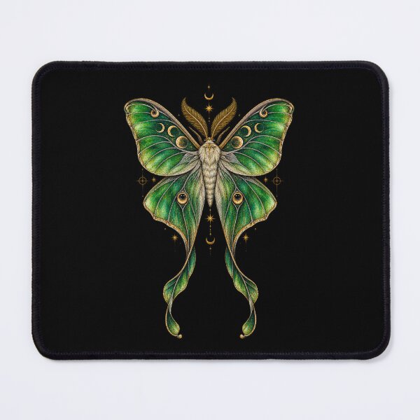 Item preview, Emerald Luna Moth with Moon Phases Witchcore Occult Art designed and sold by Anyshca.