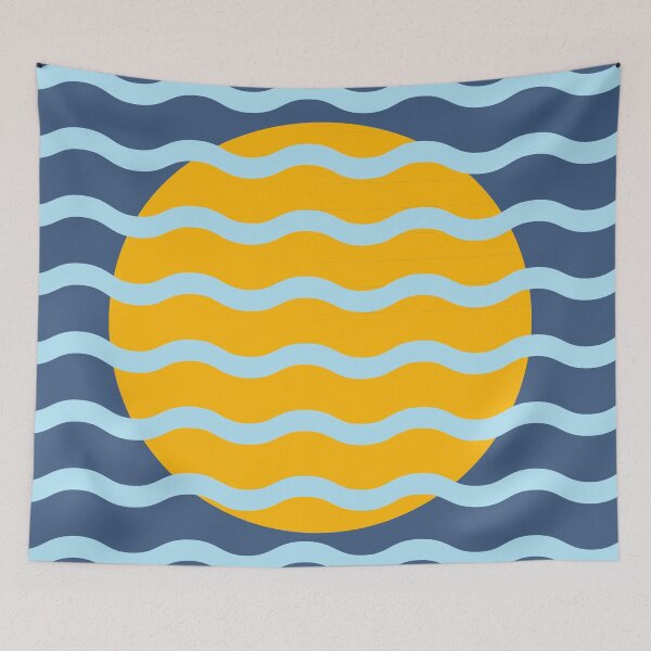 Item preview, Modern Minimalist Sunset Over Waves - Navy & Gold Abstract Coastal Seascape designed and sold by nineFlorals.