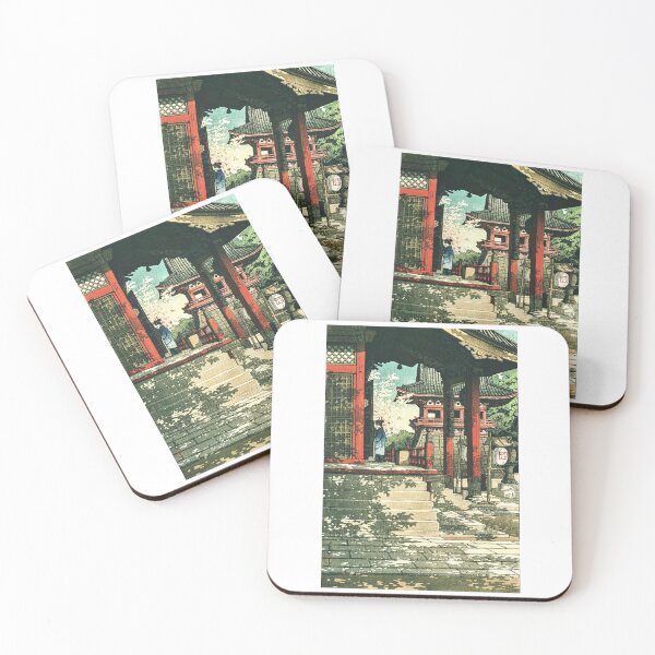 Item preview, Sunset Japanese Temple with Elegant Woman Hasui Style Landscape designed and sold by studio-koichiro.