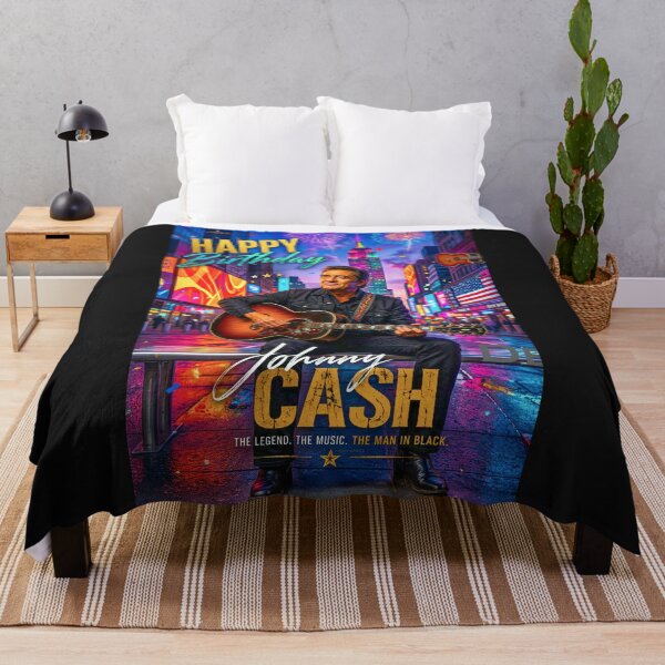 Item preview, Johnny Cash - Happy Birthday - The Man in Black - Country Music Legend designed and sold by DBM Photo Art 1.